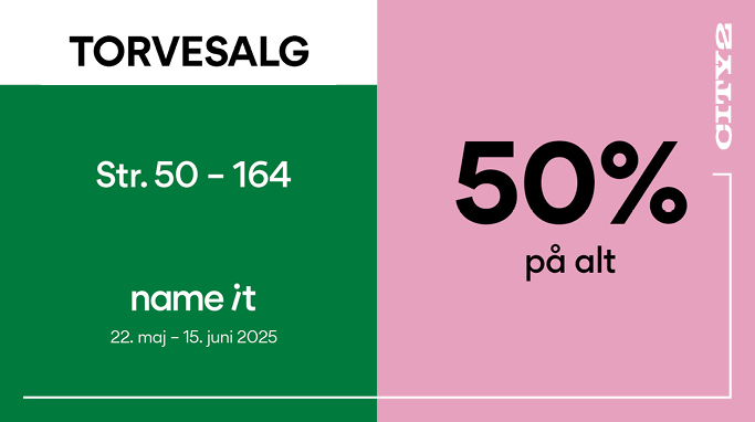Name it torvesalg i City2 Taastrup, stort udvalg af børnetøj nedsat med 50% Name it torvesalg i City2 Taastrup, stort udvalg af børnetøj nedsat med 50%